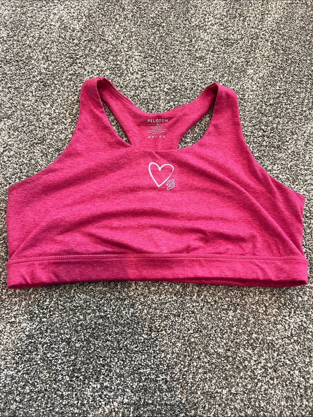 Peloton Hot Pink Racerback Sports Bra with Heart Logo